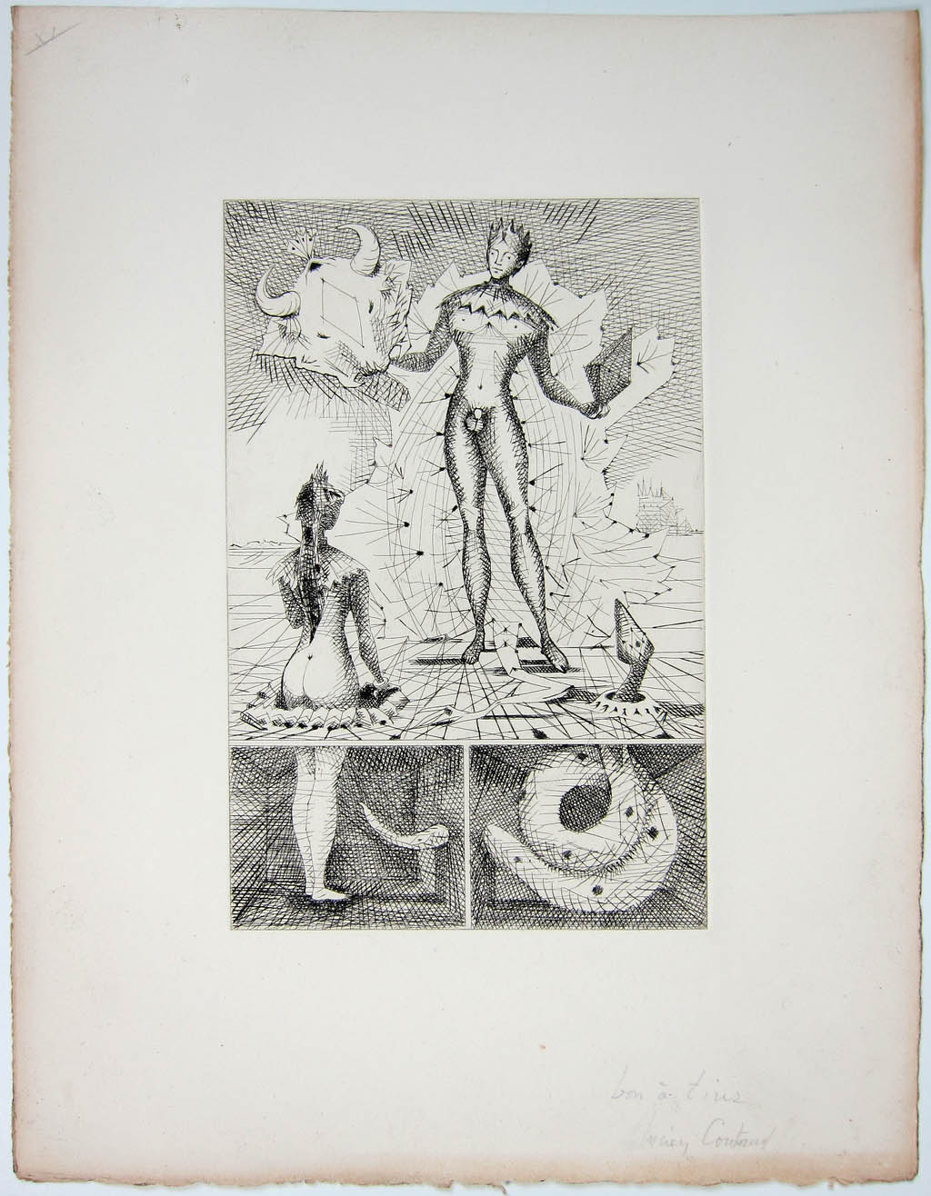Lucien Coutaud - Le Taureau Blanc - plate XI (bon a tirer) - 1956 etching